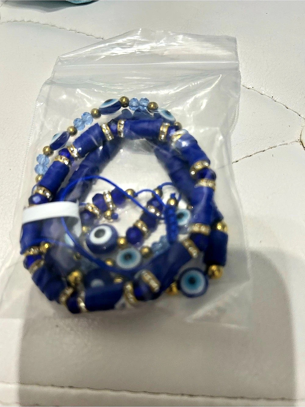 Blue Beaded Evil Eye Bracelet Set